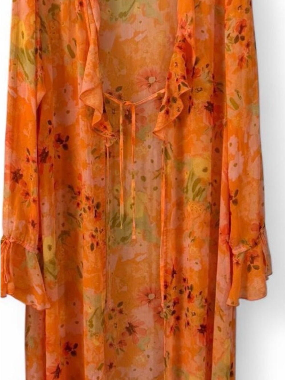 ๐ Wild Fable Orange Floral Ruffle Cover-Up XL ๐ - Picture 3 of 14
